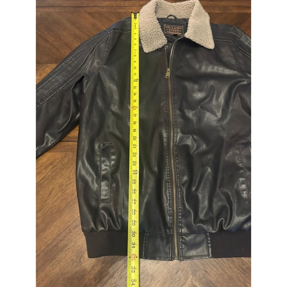 The Original Arizona Jean Mens Faux‎ Leather Bomber Jacket Sherpa Collar XLT |W1